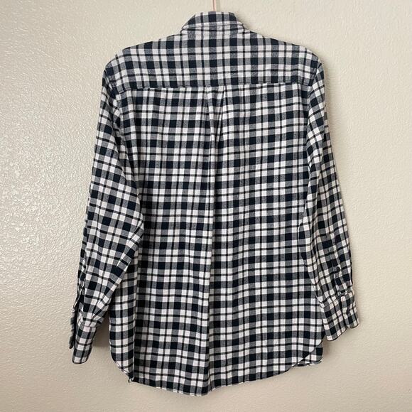 Madewell Top Womens Medium Black White Bridgeport Check Flannel Shirt Button Up - Picture 8 of 12